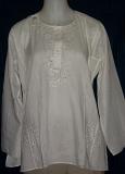 Blouse White Cotton Voile Kurti Tunic Top Shirt Blouse #2204