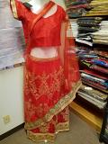 Part Wear Red Net Gold Detail Lehenga Choli Set (Small)
