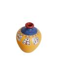 Earthen Pot With Warli Painting in Yellow and Blue Earthen Pot With Warli Painting in Yellow and Blue