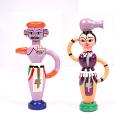 Channapatna Working Couple in Lilac Showpiece - 8" (2 Pcs)