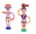Channapatna Showpiece of Working Couple in Lilac and Brown 8" (2 Pcs)