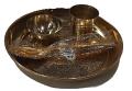 Brass Small Pooja plate set (Plate, Spoon, bowl, Glass)