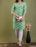 Cotton Tunic Green Color Printed Cotton Kurti S-M-L-XL Size Kurti #6201679