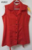 Red Cotton Front Open Coat Collar Kurti Size Small #6201822