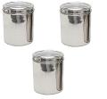 3 Pcs Stainless Steel Multipurpose Container Set with See Thru Lid 9" 3 Pcs Stainless Steel Multipurpose Container Set with See Thru Lid 9"