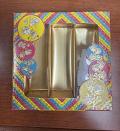 24 Pcs Traditional Yellow Stripe Printed Mithai Boxes 250g