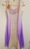 Lilac/Purple Georgette White Thread Detail Kurti Tunic (S) #6231505