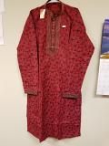 Men's 6316 Maroon Tussar Printed Kurta Pajama Set Size Large 
