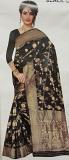 Black Banarsi Silk Finish Golden Zari Kanjeeviram Saree #6335