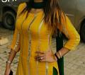 Suit Yellow Sequins Stripe Salwar Kameez Dupatta Small Medium Size #6381205