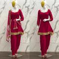 Suit Solid Crepe Dhoti Salwar Kameez Dupatta Small Medium Size #6381207