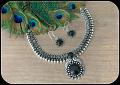 Trendy oxidised Stone Necklace with Earrings- BLACK Stone!!!