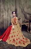 Extravagant Beige Anarkali Suit, Fancy Heavy Salwar Kameez - Unstitched Extravagant Beige Anarkali Suit, Fancy Heavy Salwar Kameez - Unstitched
