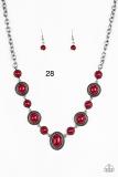 Very Pretty Red Necklace with Earrings Set 