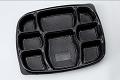 8 Compartment Black Disposable Plastic Plates w/ Lid- 100pcs - 100 Plates 8 Compartment Black Disposable Plastic Plates w/ Lid- 100pcs - 100 Plates