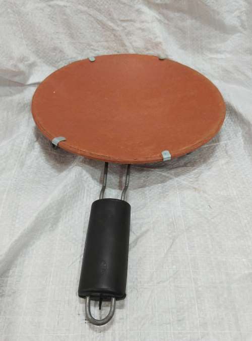 Natural Brown Earthen Clay Tawa W/ Handle - 15" (Tawa-9" Diameter) Natural Brown Earthen Clay Tawa W/ Handle - 15" (Tawa-9" Diameter)
