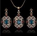 Trendy Multi Stone Plated Earrings Necklace Set Trendy Multi Stone Plated Earrings Necklace Set