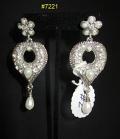 Silver Heart Rhinestones Pearls Earrings - Valentine Gift