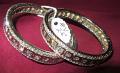 Stone Bangles, Silver Bangles Lustrous CZ Crystal Zircon Stones #7292