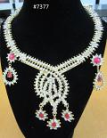Golden CZ Ornate Necklace Earrings Set