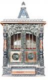 Carved Home Puja Mandir Silver Oxidized Temple w/ Copper Trims 18"