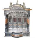 Intricate Design Artistic Puja Mandir Silver Oxidized Temple 24"X18"