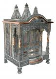 Gallery Style Puja Mandir Silver Oxidized Temple for Home 24" X 18"
