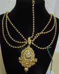 Golden Triple Strand Maang Tika Maatha Patti (Band) Head Jewelry #7823