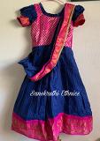 Cotton Sungudi Saree Dresses in Blue and Pink (Age6-7 years)
