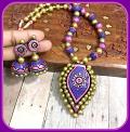 Handmade Terracotta Tear Drop Grand Designer Pendant & Jhumkas