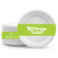 Three Leaf 7" Bagasse Round Plate, 1000 Ct. (20 Packs Of 50)