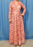 Party Wear Gown in Net Onion Pink w/ Sequins Silk Detail - M #8079 Party Wear Gown in Net Onion Pink w/ Sequins Silk Detail - M #8079