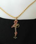 Pendant 0081 Gold Impression Emerald Ruby Pendant Earring Set Shieno
