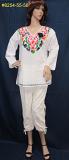 Comfortable Cambric White Kurti w/ Colorful Embroidery (M-XL) #8257