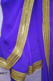 Purple Plain Georgette Saree w/ Gold Border Bridesmaids Saree #8518