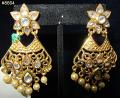 Traditional Gold Tone Star with Crystals and Pearls Earrings