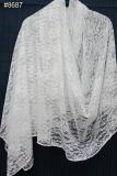White Net Lace Floral Pattern Dupatta Chunni Shawl #8687