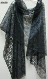 Black Net Lace Floral Pattern Dupatta Chunni Shawl #8689