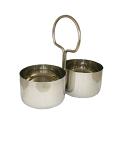 Stainless Steel Serving Container Caddy w/ 2 Bowls 4" Stainless Steel Serving Container Caddy w/ 2 Bowls 4"