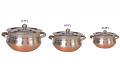 Copper Steel Handi Set w/ Lid for Serving (Set of 3)