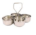 Stainless Steel Serving Container Caddy w/ 4 Bowls 5" Stainless Steel Serving Container Caddy w/ 4 Bowls 5"