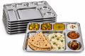 6 Pcs 8 Compartment Stainless Steel Thali Plate for Meals 15.6" 6 Pcs 8 Compartment Stainless Steel Thali Plate for Meals 15.6"