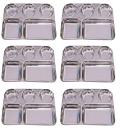 6 Pcs 5 Compartment Stainless Steel Thali Plate for Meals 13" X 10 6 Pcs 5 Compartment Stainless Steel Thali Plate for Meals 13" X 10