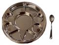Disposable Stainless Steel 9 Compartment 100 Thali & Spoons for Indian Food, Wedding, Langar Disposable Stainless Steel 9 Compartment 100 Thali & Spoons for Indian Food, Wedding, Langar