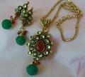 Pendant 0088 Gold Impression Kundan Pendant Set