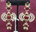 Golden CZ Earrings, Red Garnet Finish Earrings Pair