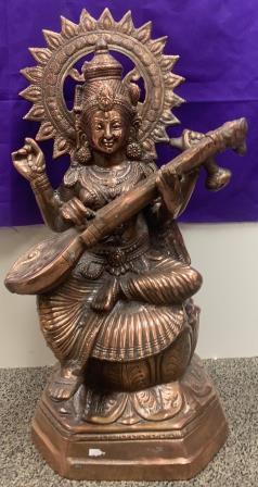Artistic Black Metal Statue of Goddess Saraswati Mata 22" Artistic Black Metal Statue of Goddess Saraswati Mata 22"