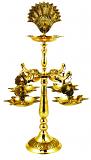 Artistic Peacock Design Tall Kerala Brass Pooja Diya (Puja Lamp) 14" Artistic Peacock Design Tall Kerala Brass Pooja Diya (Puja Lamp) 14"