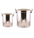 2 Pc Set Stainless Steel Multipurpose Canister Container w/ Lid 13" & 16"