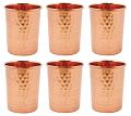Hammered Copper Design Water Cup / Tumbler Glass Set - 3.5" - 6 Pcs